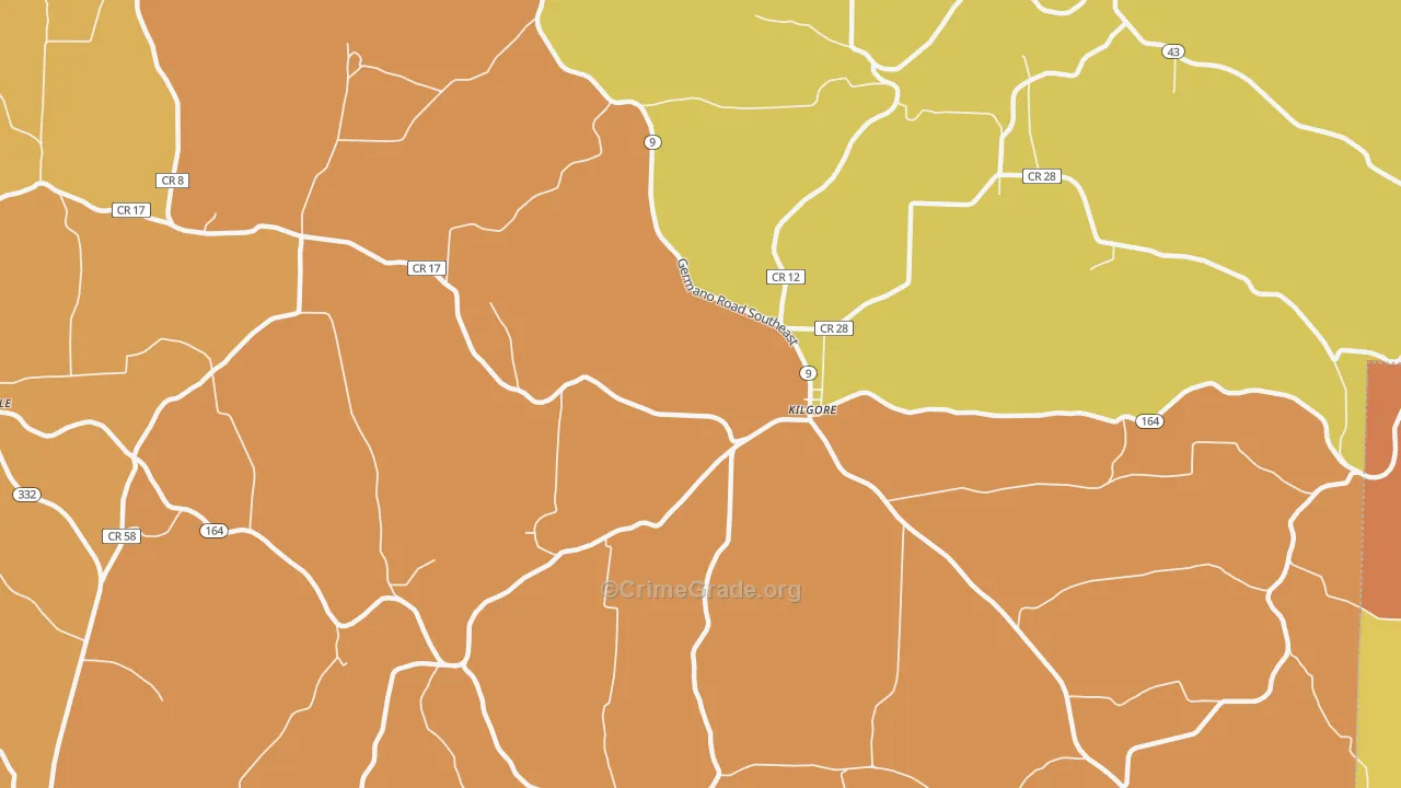 Kilgore, OH Map of Vandalism Rates