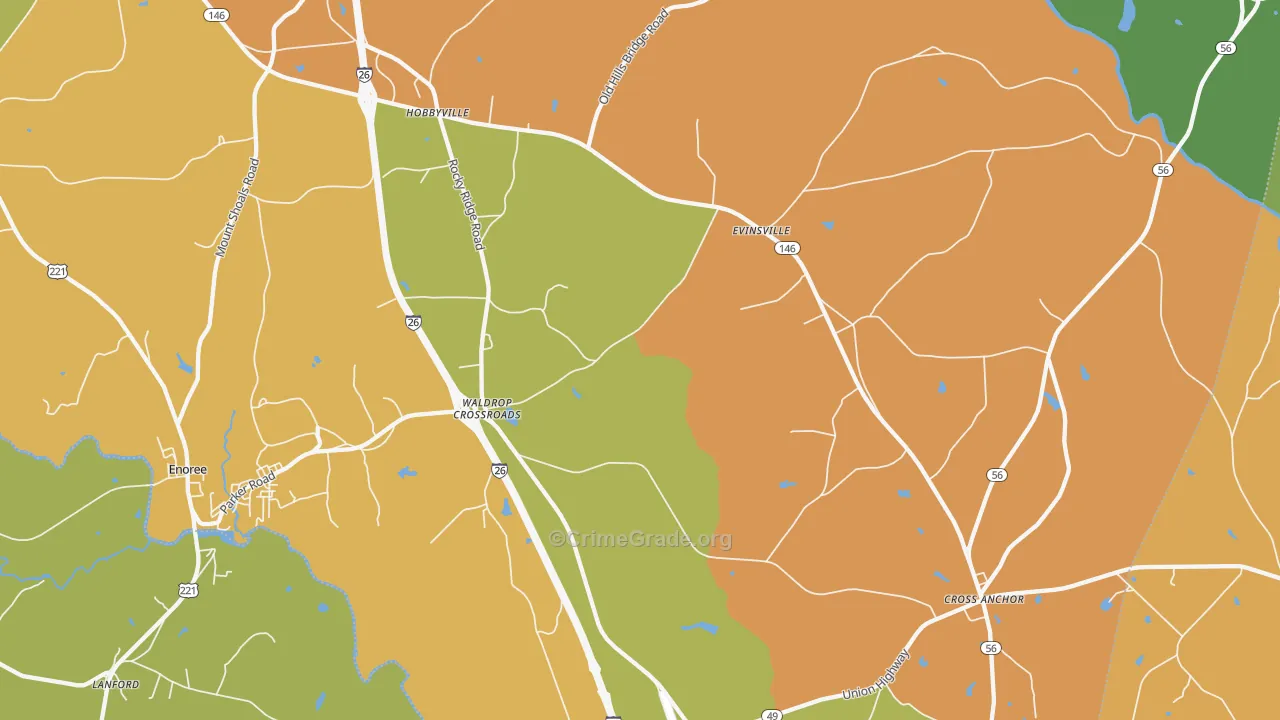 Kilgore, SC Map of Vandalism Rates