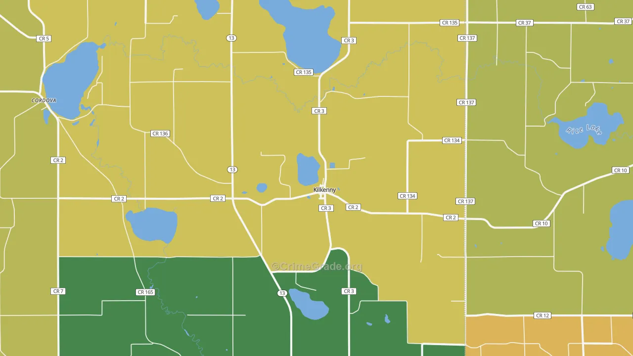 Kilkenny, MN Map of Vandalism Rates