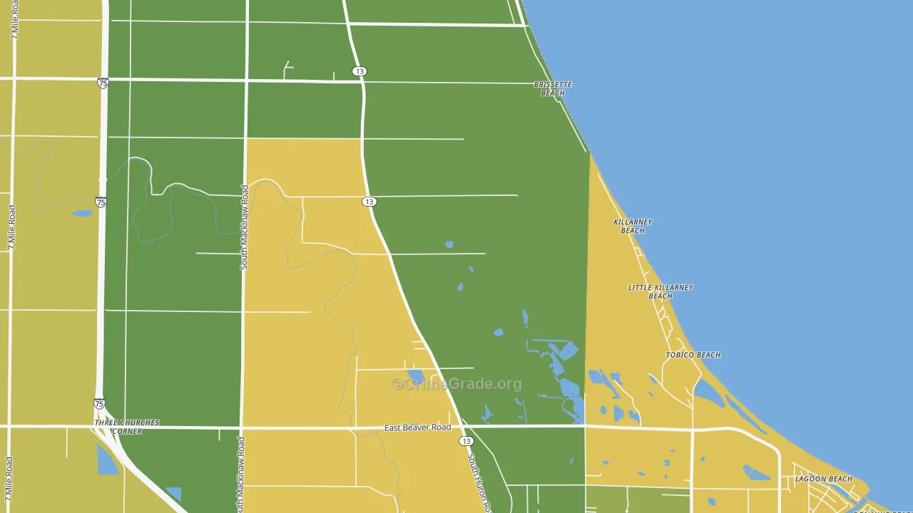 Killarney Beach, MI Map of Vandalism Rates