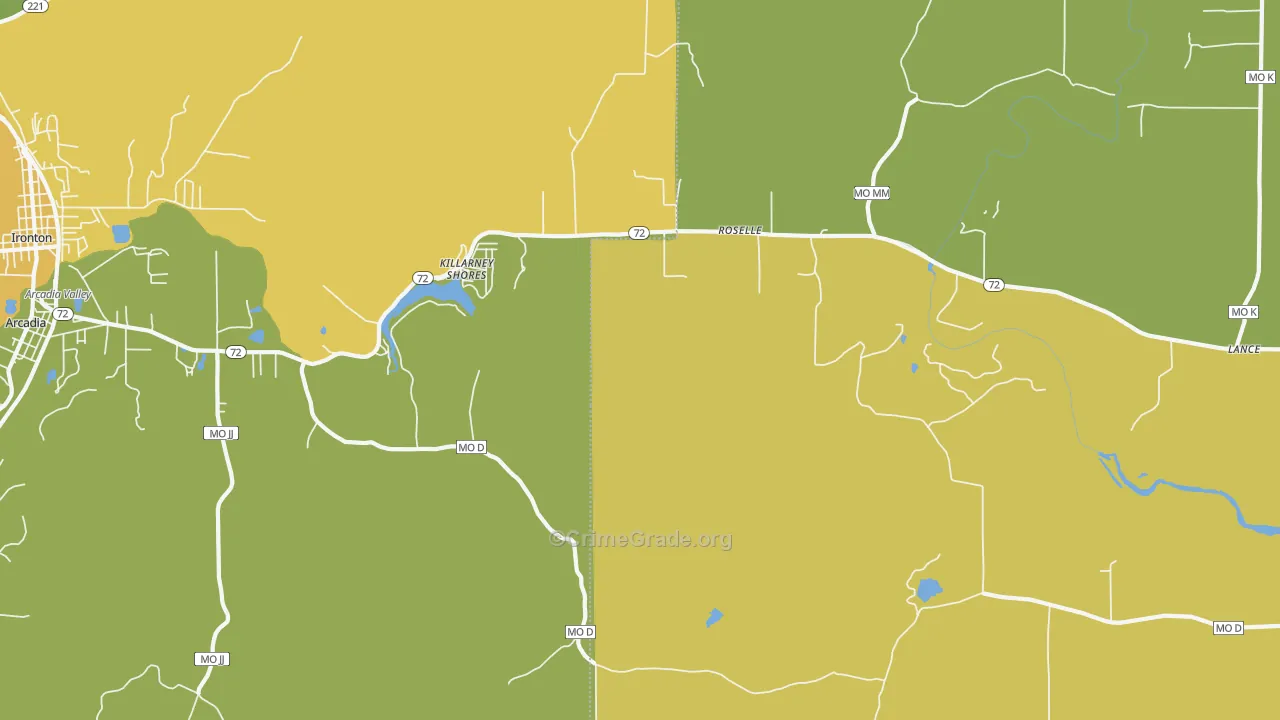 Killarney Shores, MO Map of Vandalism Rates