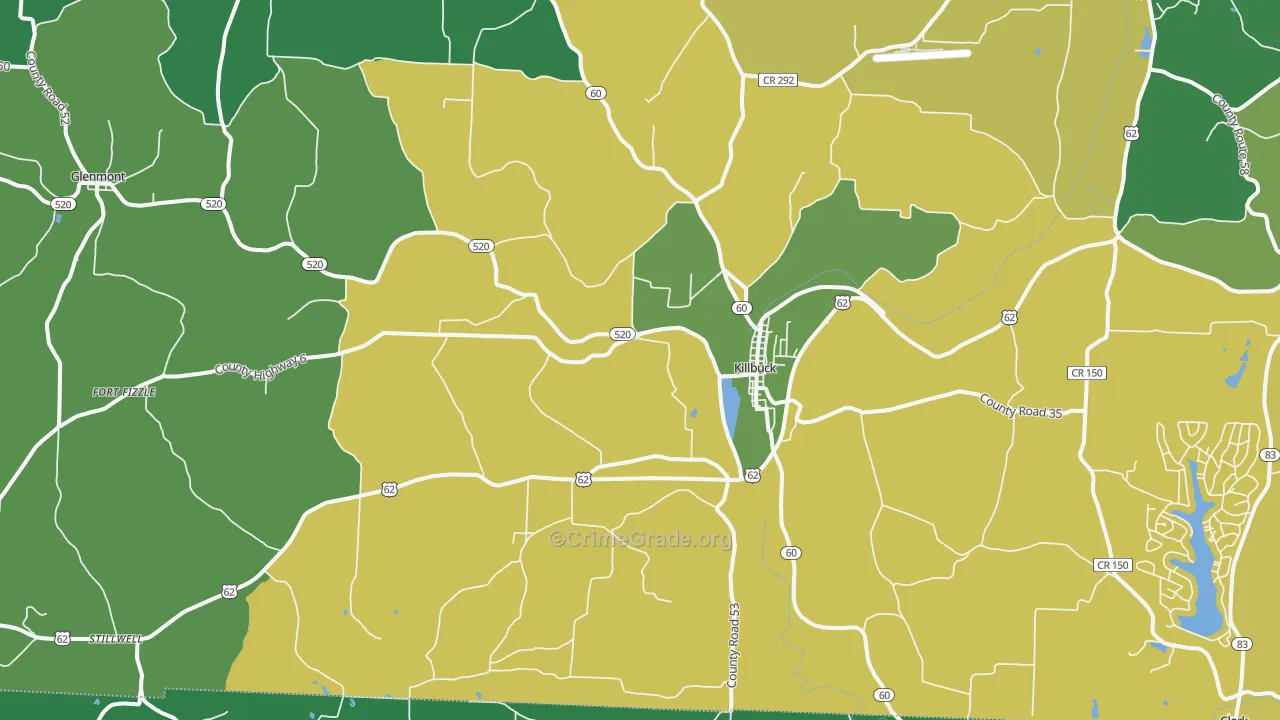 Killbuck, OH Map of Vandalism Rates