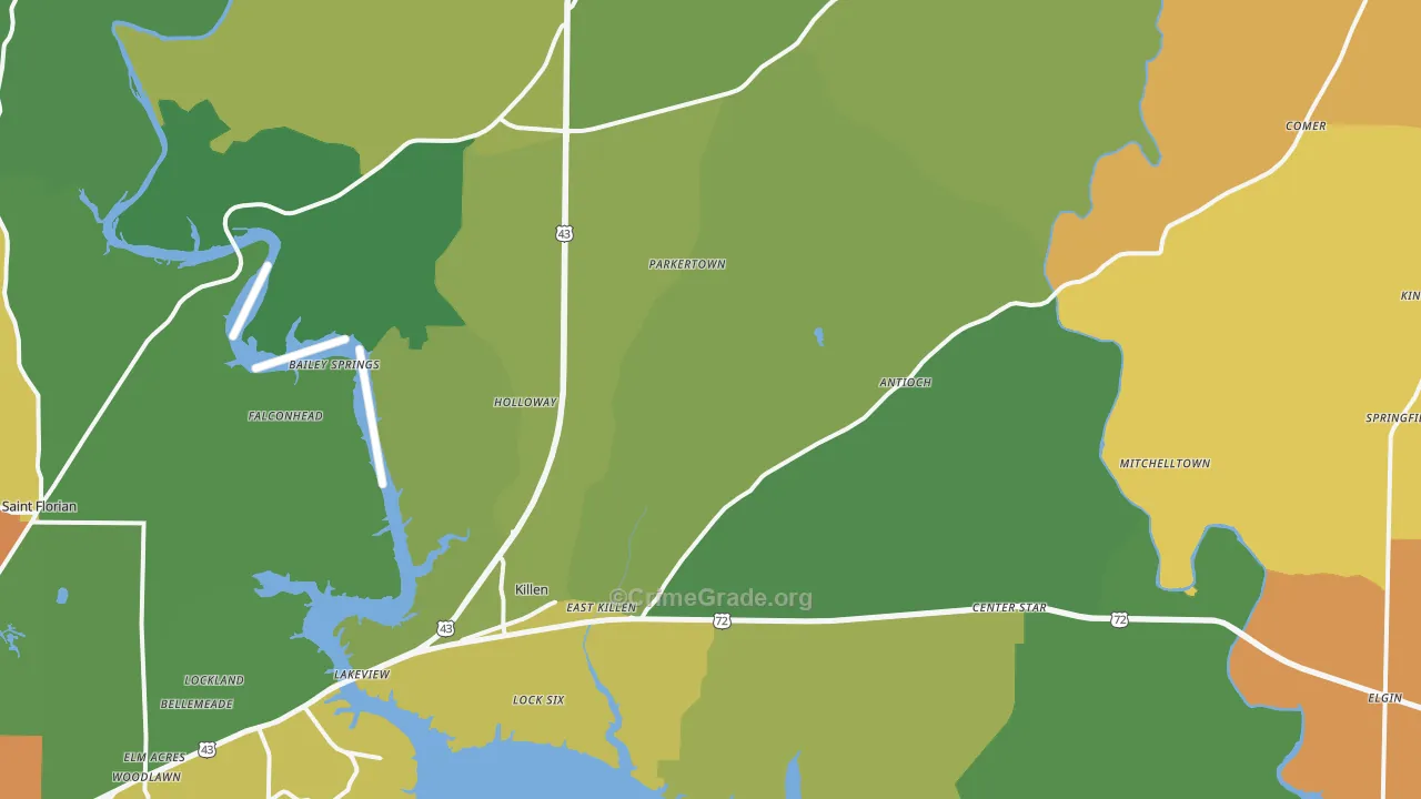 Killen, AL Map of Vandalism Rates