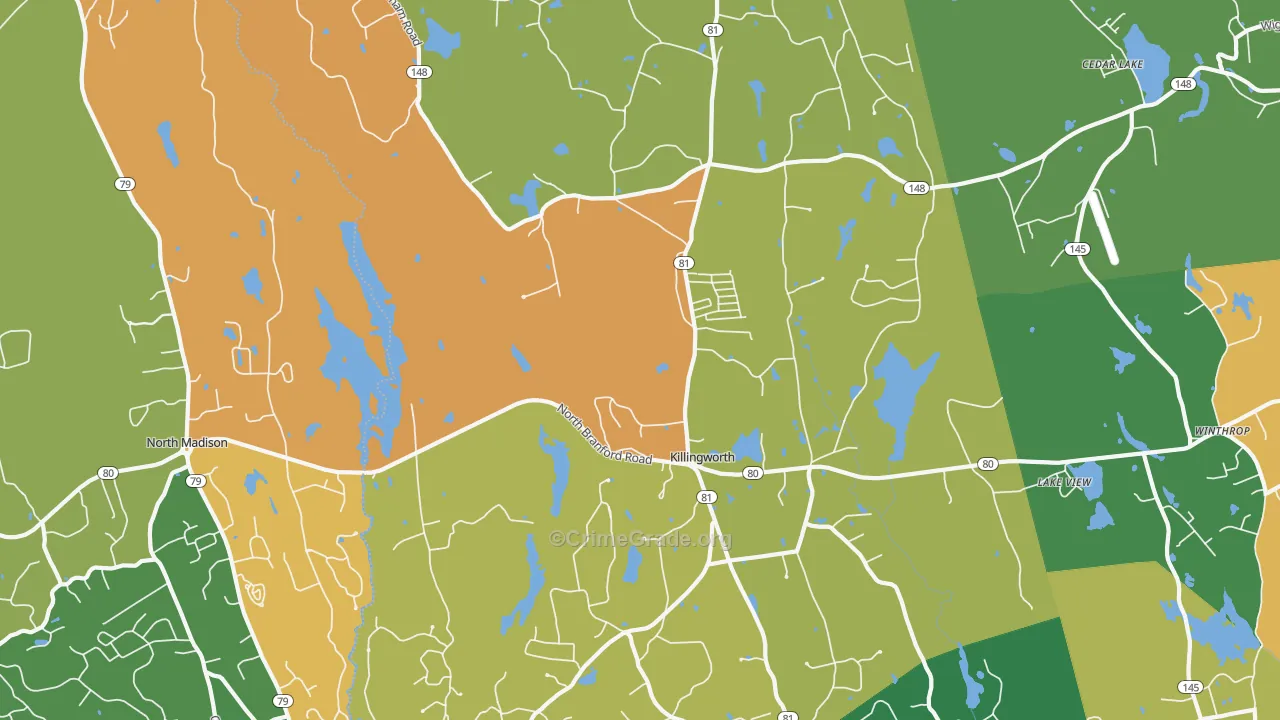 Killingworth, CT Map of Vandalism Rates