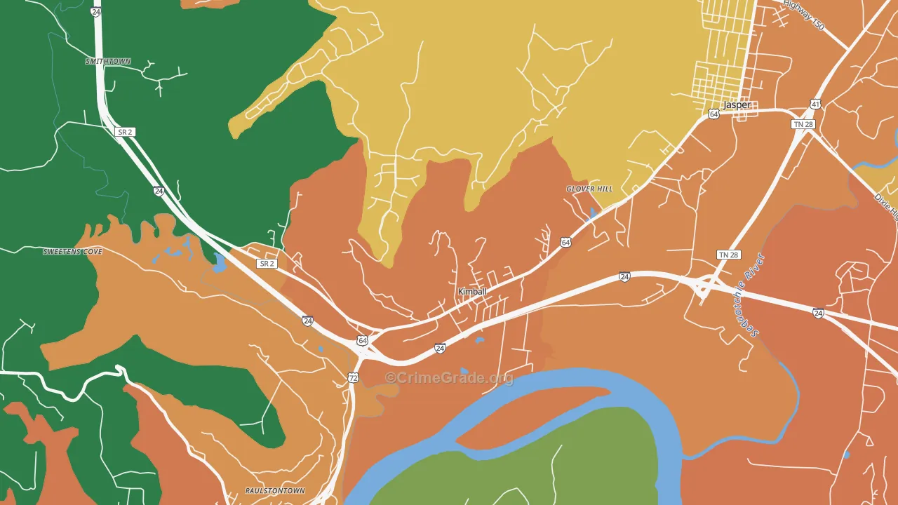 Kimball, TN Map of Vandalism Rates