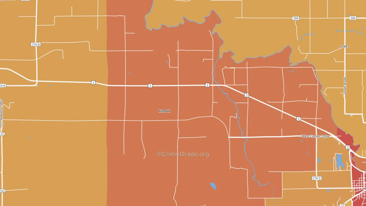 Kimball, WI Map of Vandalism Rates