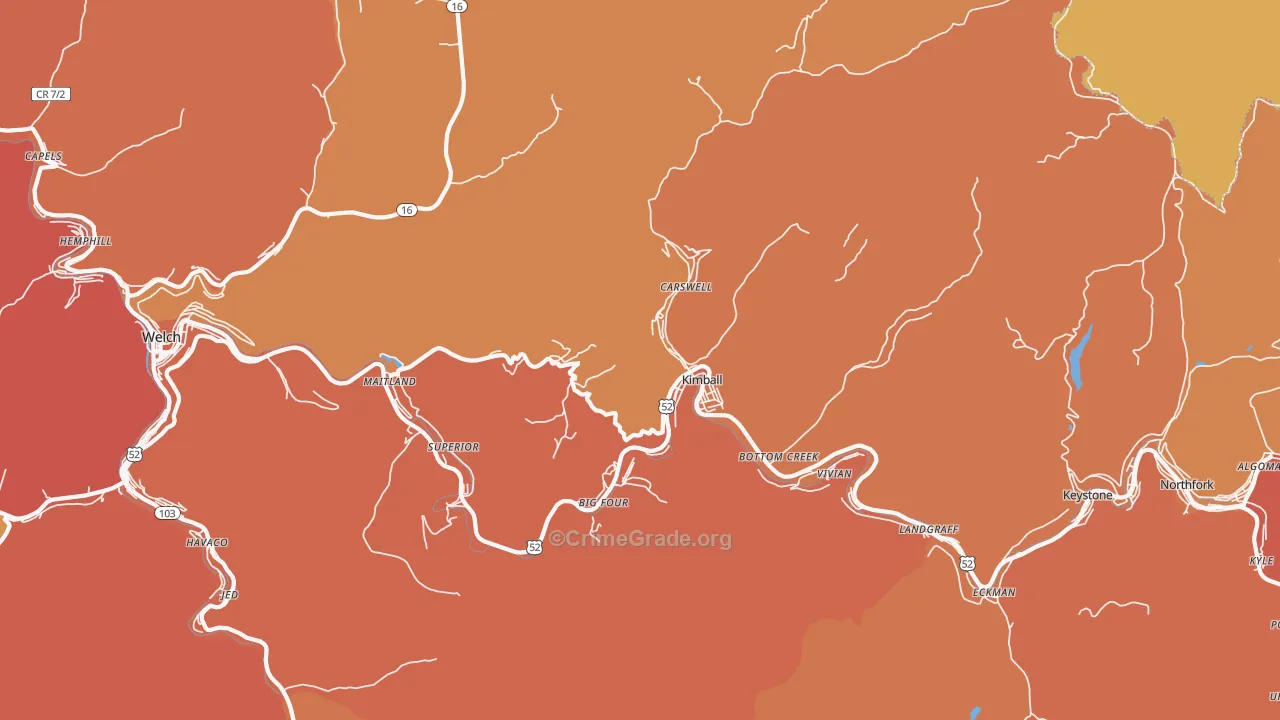 Kimball, WV Map of Vandalism Rates