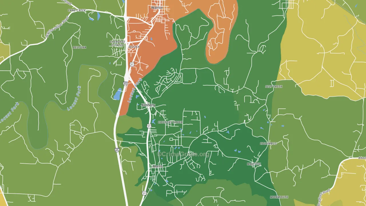 Kimberly, AL Map of Vandalism Rates