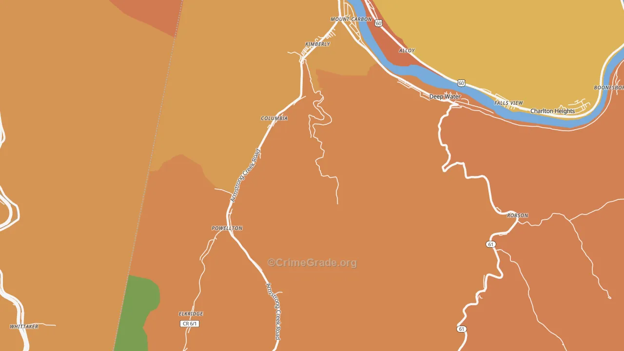 Kimberly, WV Map of Vandalism Rates