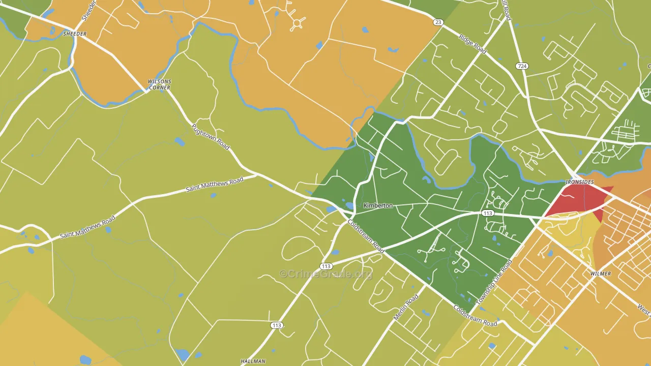 Kimberton, PA Map of Vandalism Rates