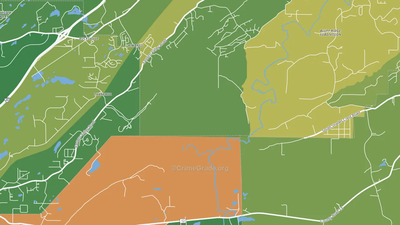 Kimbrell, AL Map of Vandalism Rates