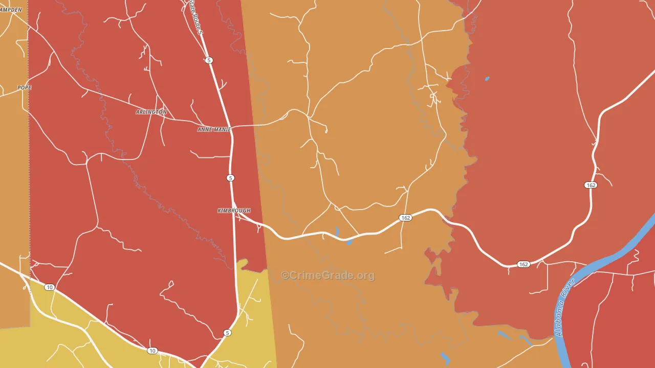 Kimbrough, AL Map of Vandalism Rates