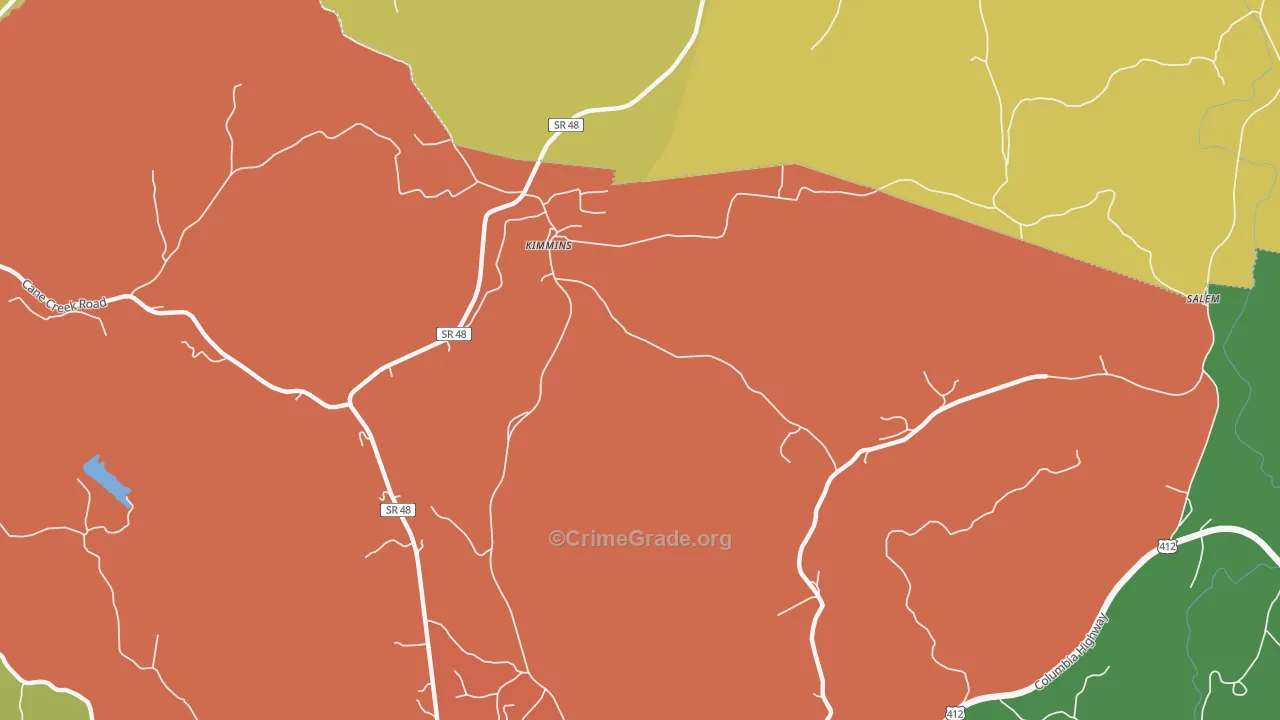 Kimmins, TN Map of Vandalism Rates