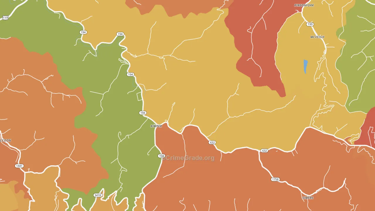 Kimper, KY Map of Vandalism Rates