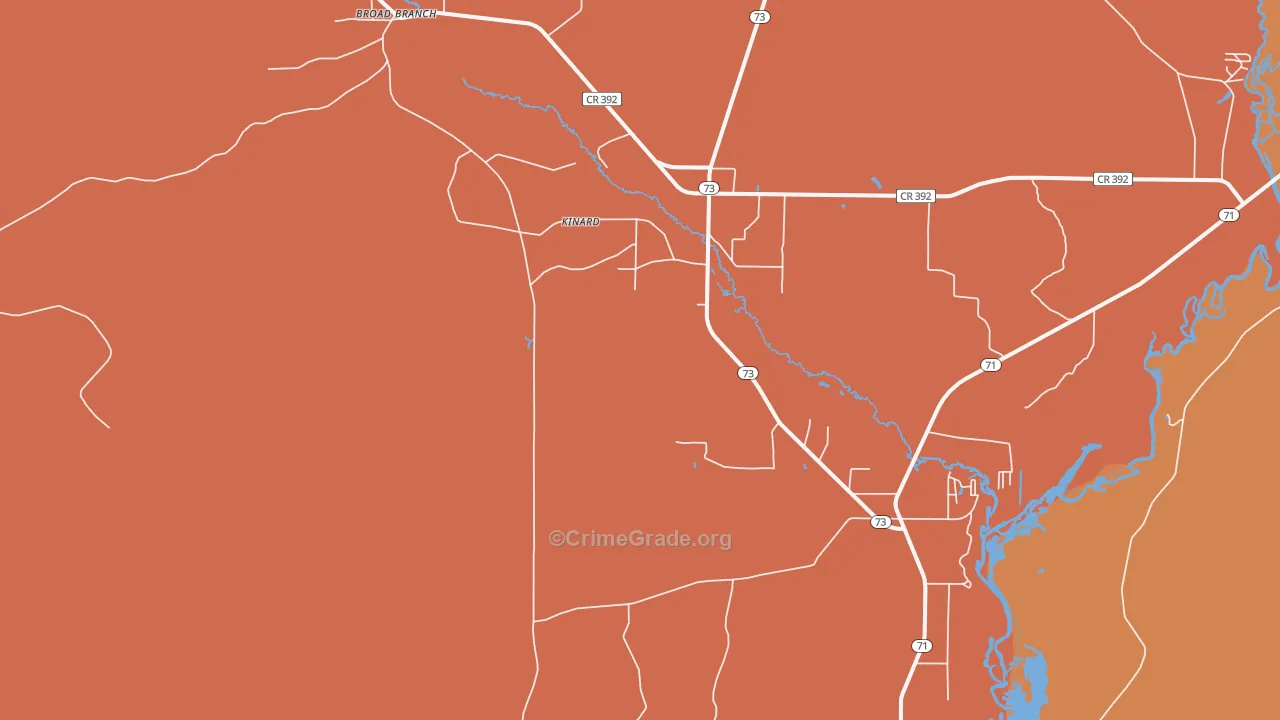 Kinard, FL Map of Vandalism Rates