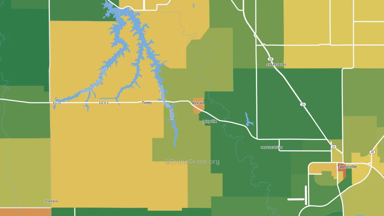 Kincaid, IL Map of Vandalism Rates