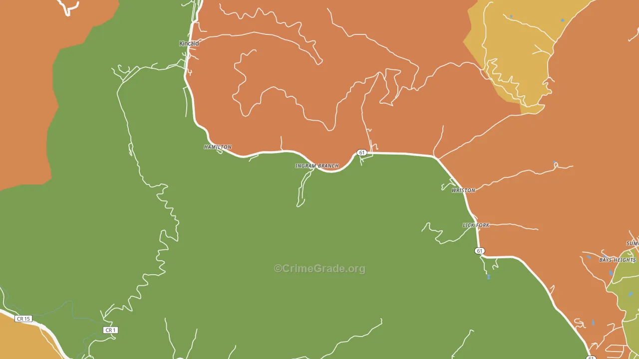 Kincaid, WV Map of Vandalism Rates