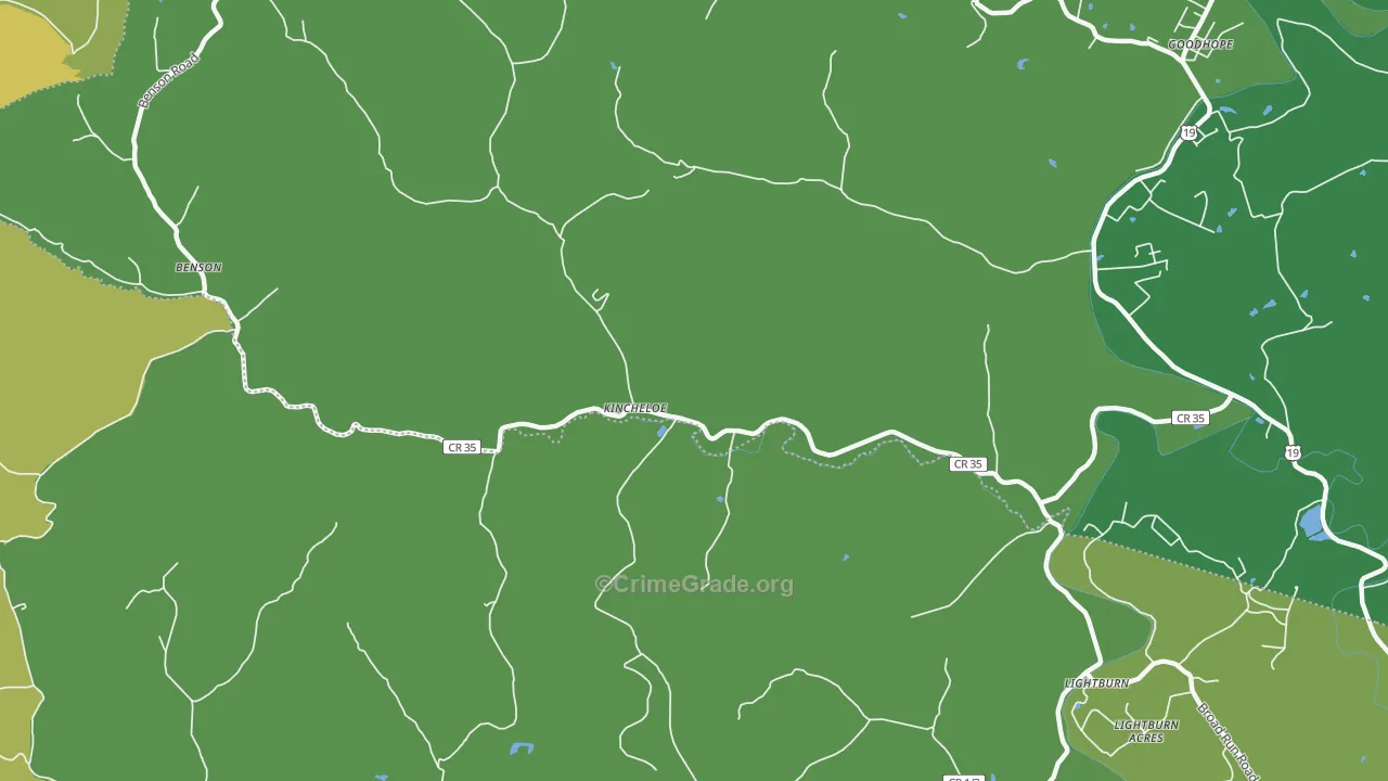 Kincheloe, WV Map of Vandalism Rates