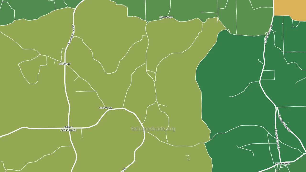 Kincheon, AL Map of Vandalism Rates