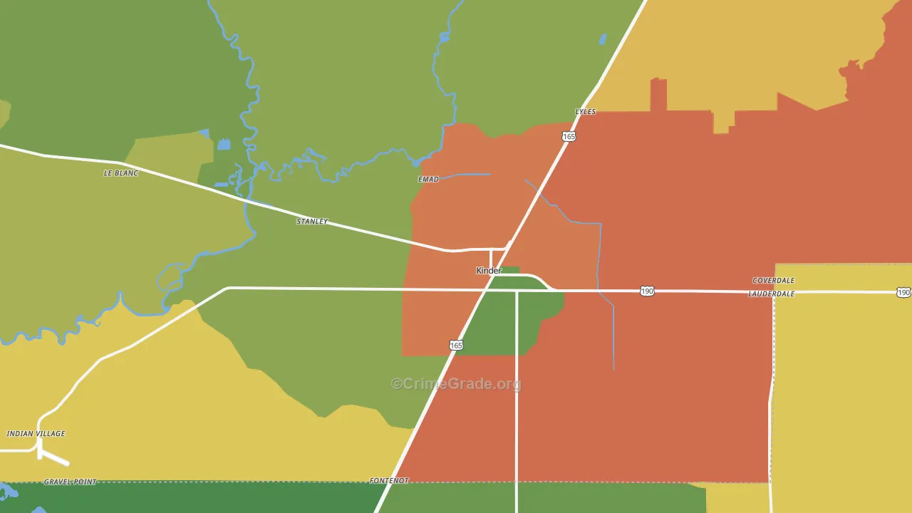 Kinder, LA Map of Vandalism Rates