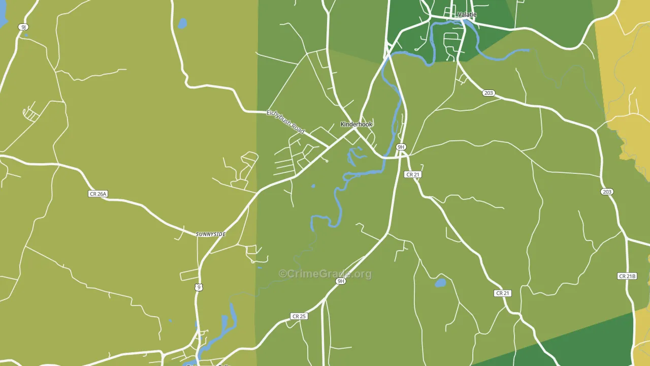 Kinderhook, NY Map of Vandalism Rates