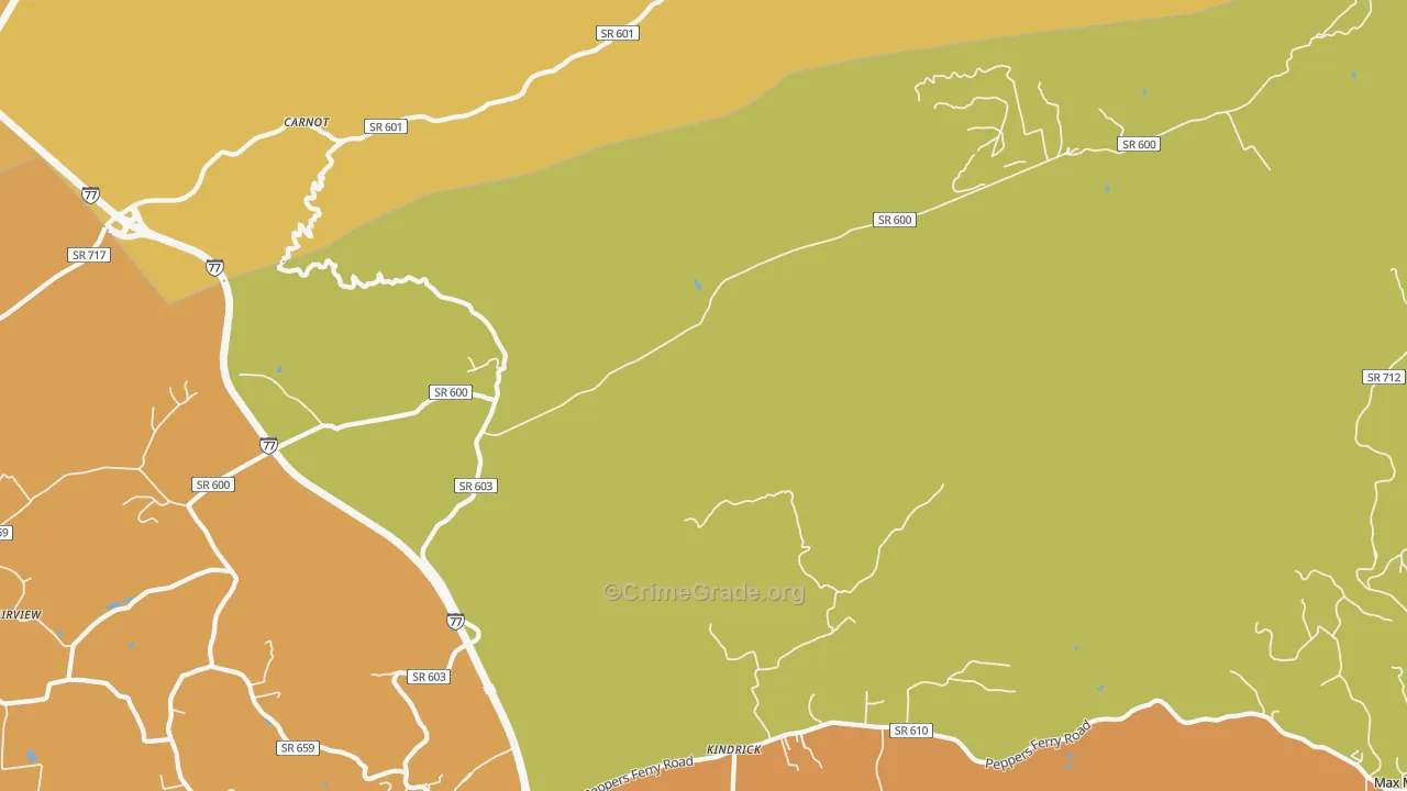Kindrick, VA Map of Vandalism Rates