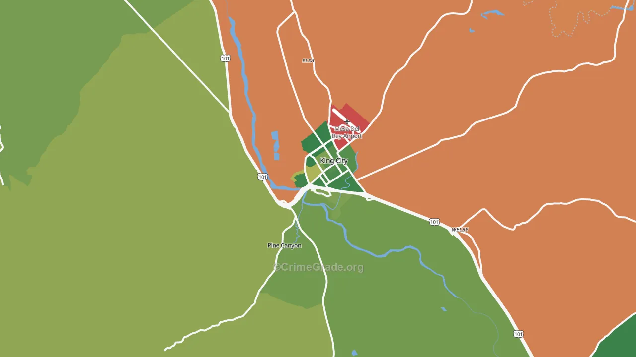King City, CA Map of Vandalism Rates