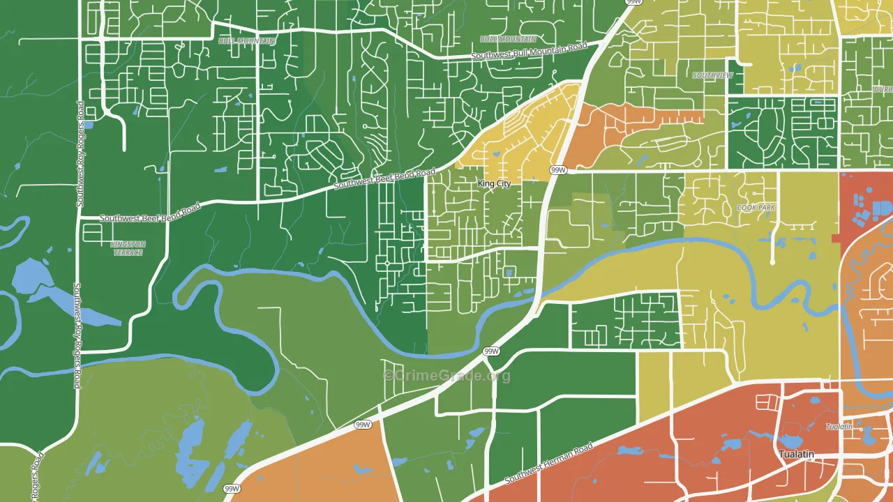 King City, OR Map of Vandalism Rates