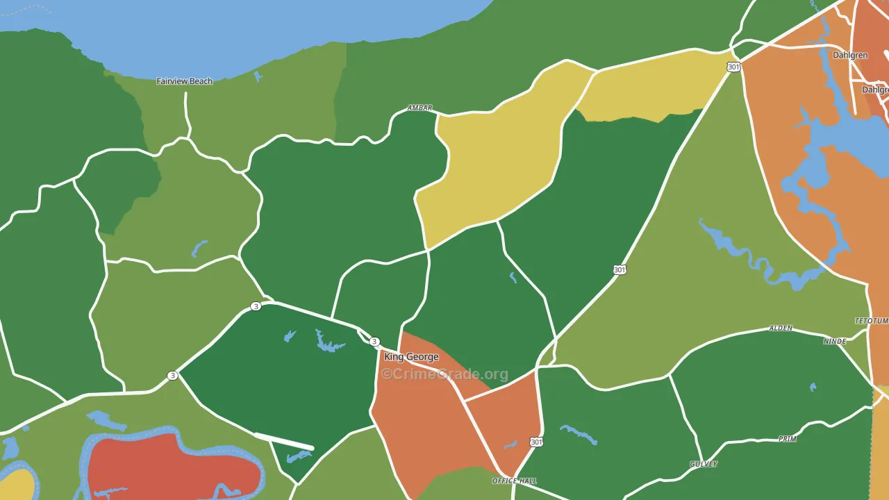 King George, VA Map of Vandalism Rates