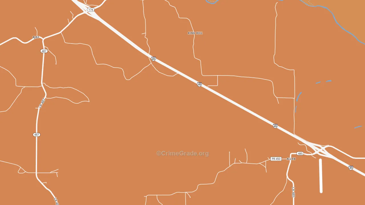 King Hill, LA Map of Vandalism Rates