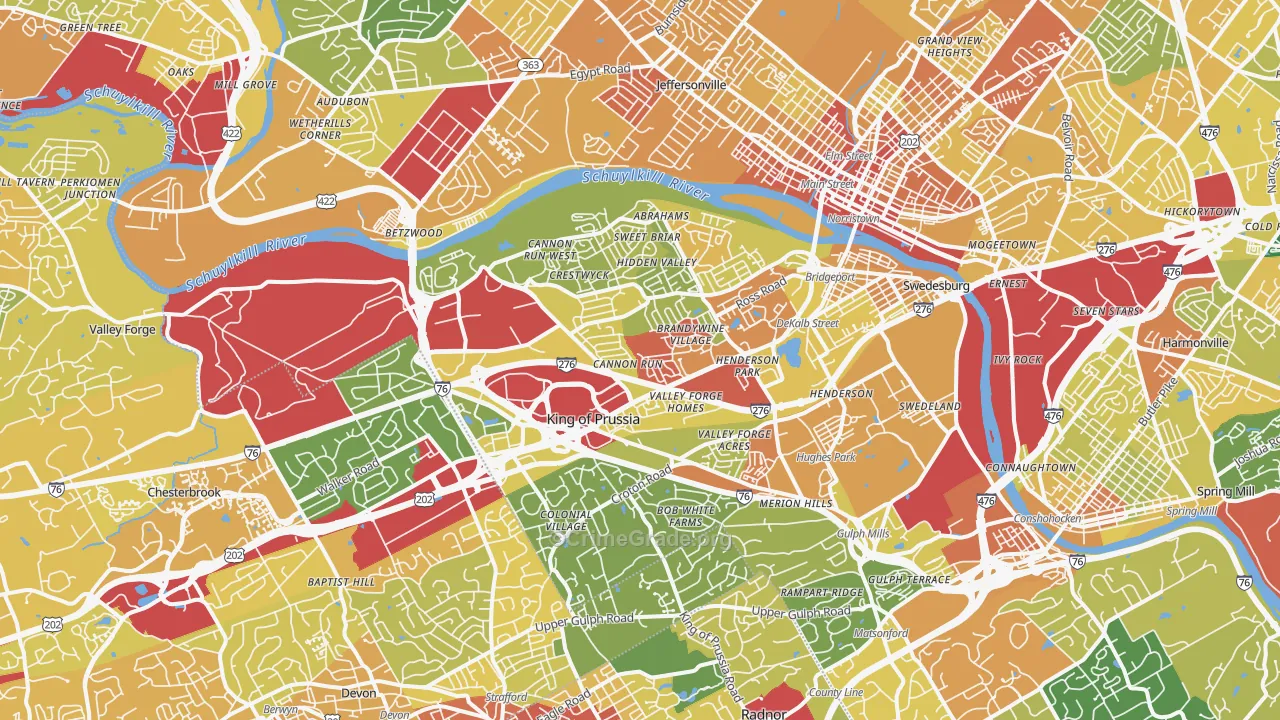 King of Prussia, PA Map of Vandalism Rates