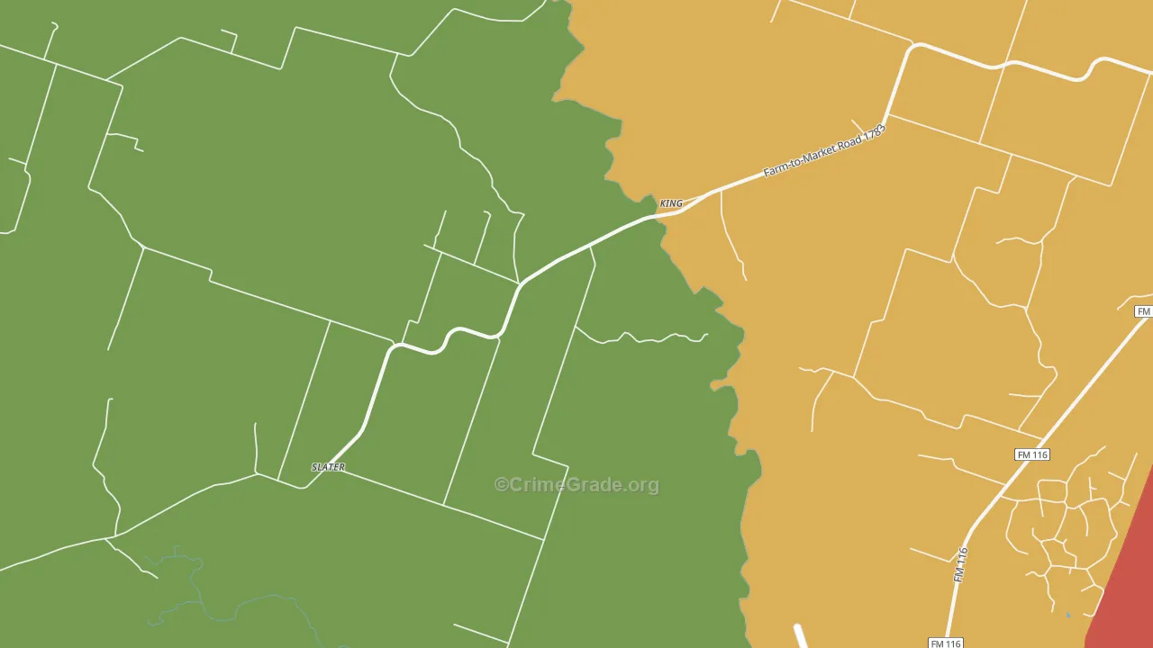 King, TX Map of Vandalism Rates