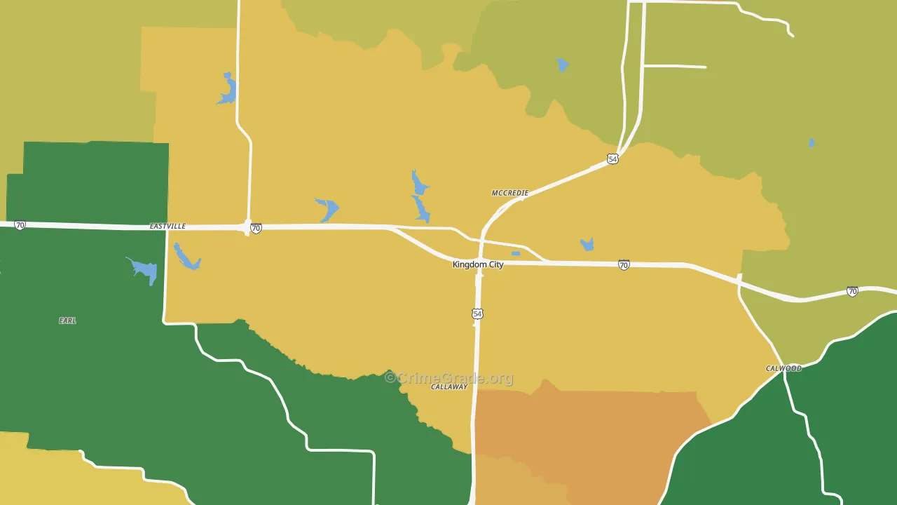 Kingdom City, MO Map of Vandalism Rates