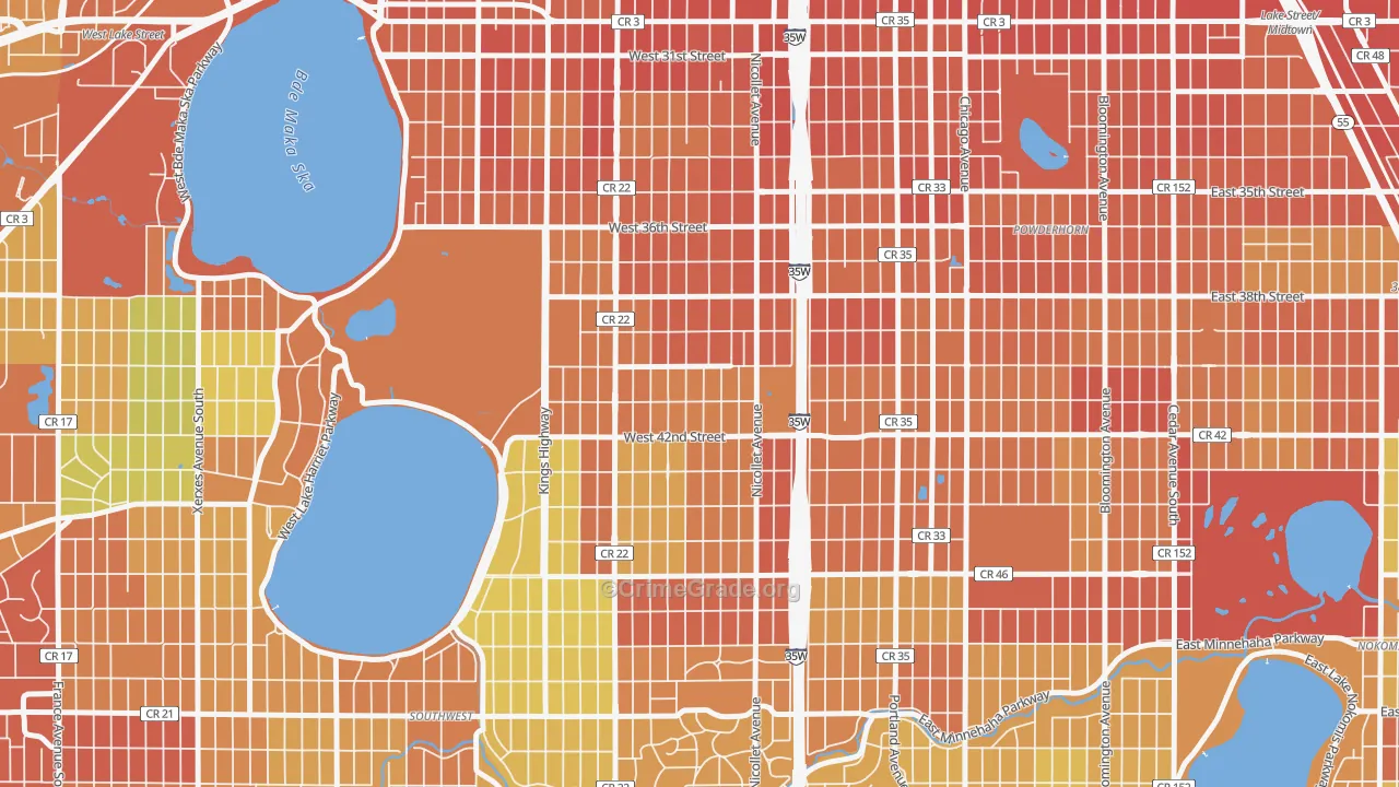 Kingfield, Minneapolis, MN Map of Vandalism Rates
