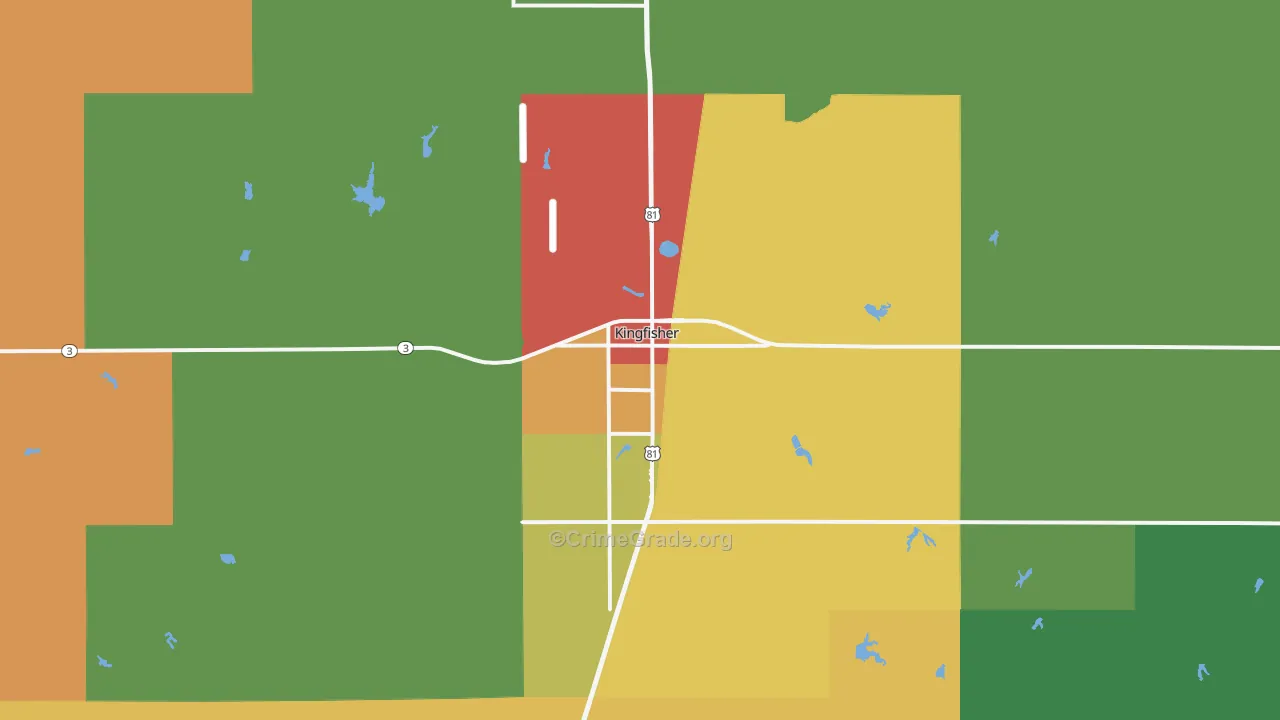 Kingfisher, OK Map of Vandalism Rates