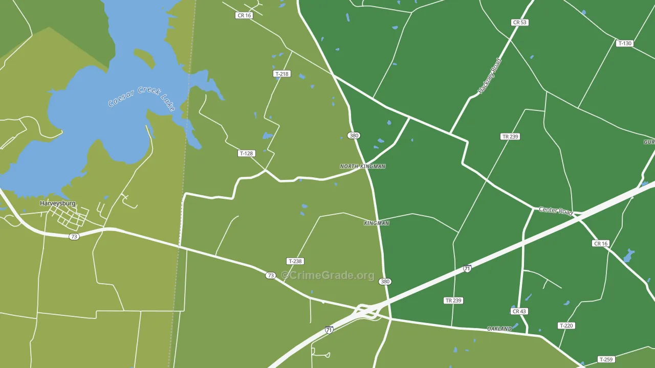 Kingman, OH Map of Vandalism Rates