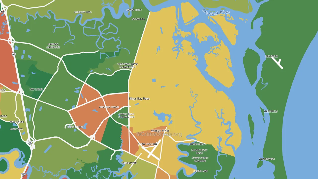 Kings Bay, GA Map of Vandalism Rates