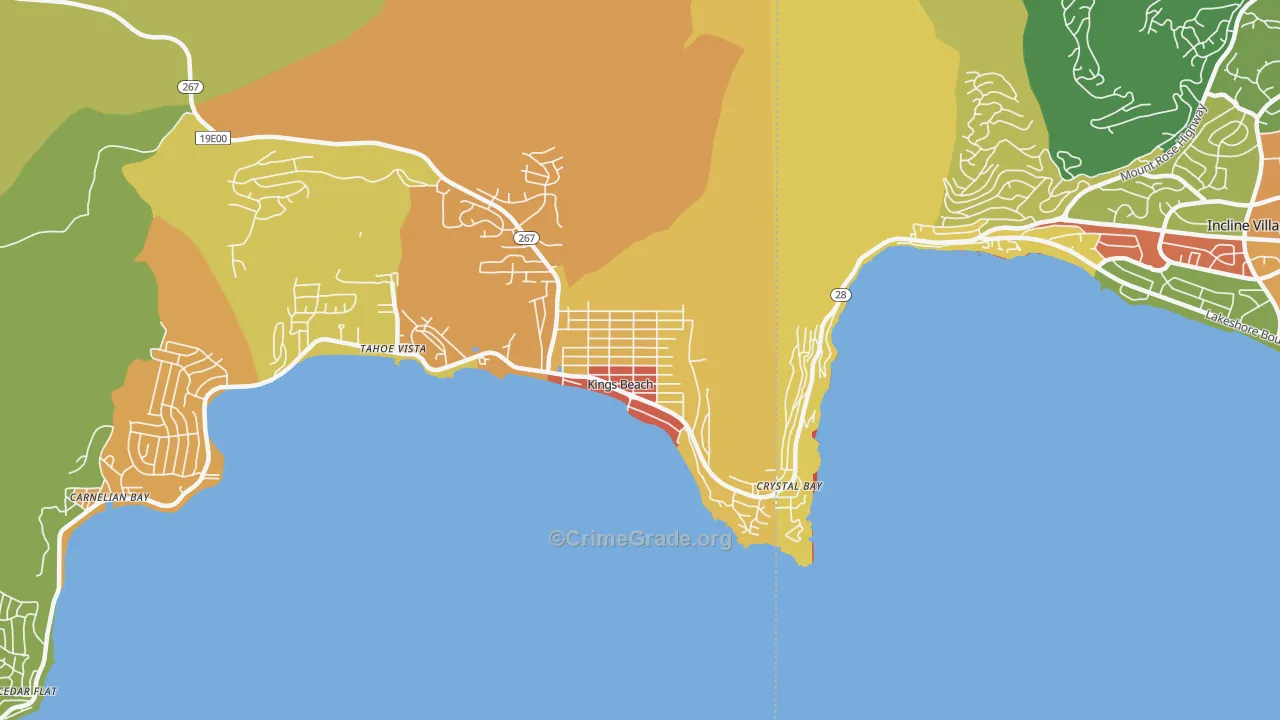 Kings Beach, CA Map of Vandalism Rates