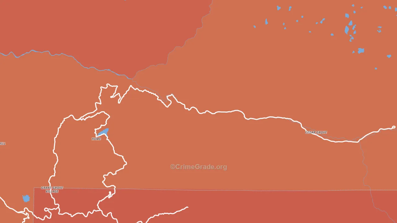 Kings Canyon National Pk, CA Map of Vandalism Rates