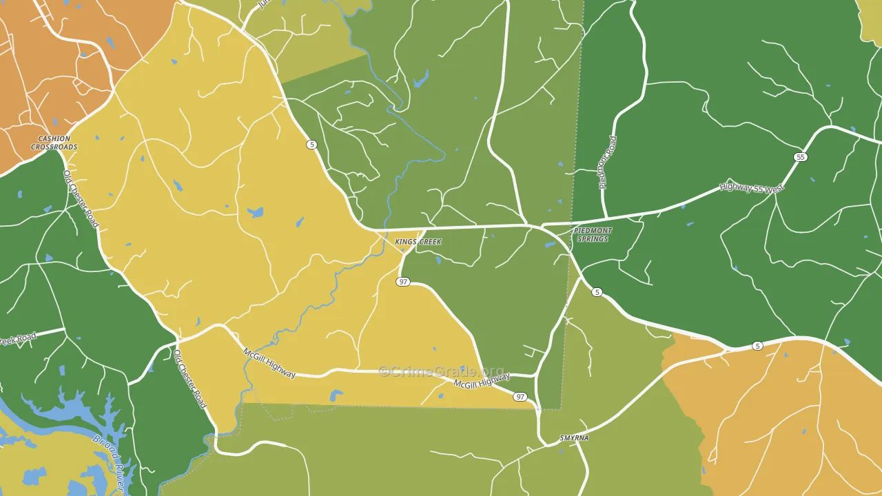 Kings Creek, SC Map of Vandalism Rates