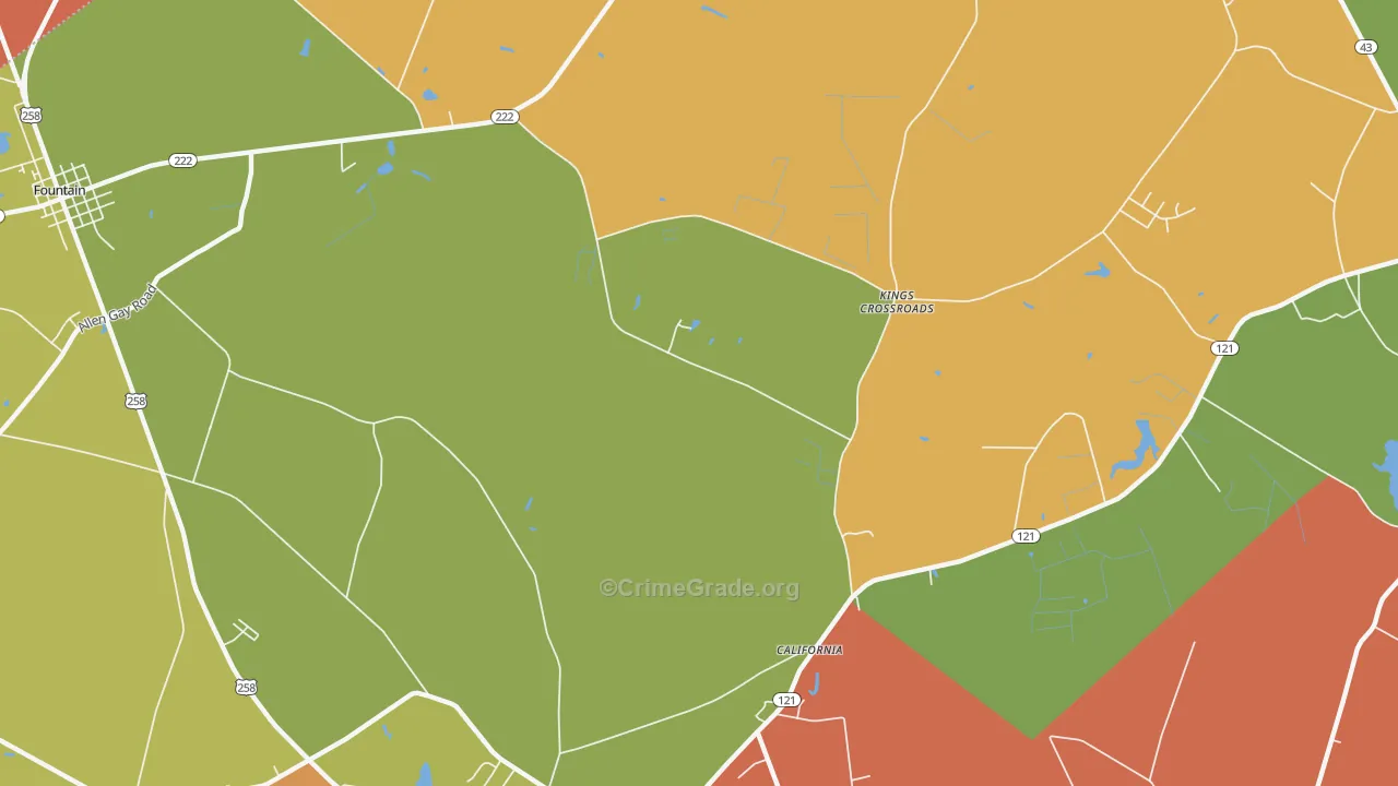 Kings Crossroads, NC Map of Vandalism Rates