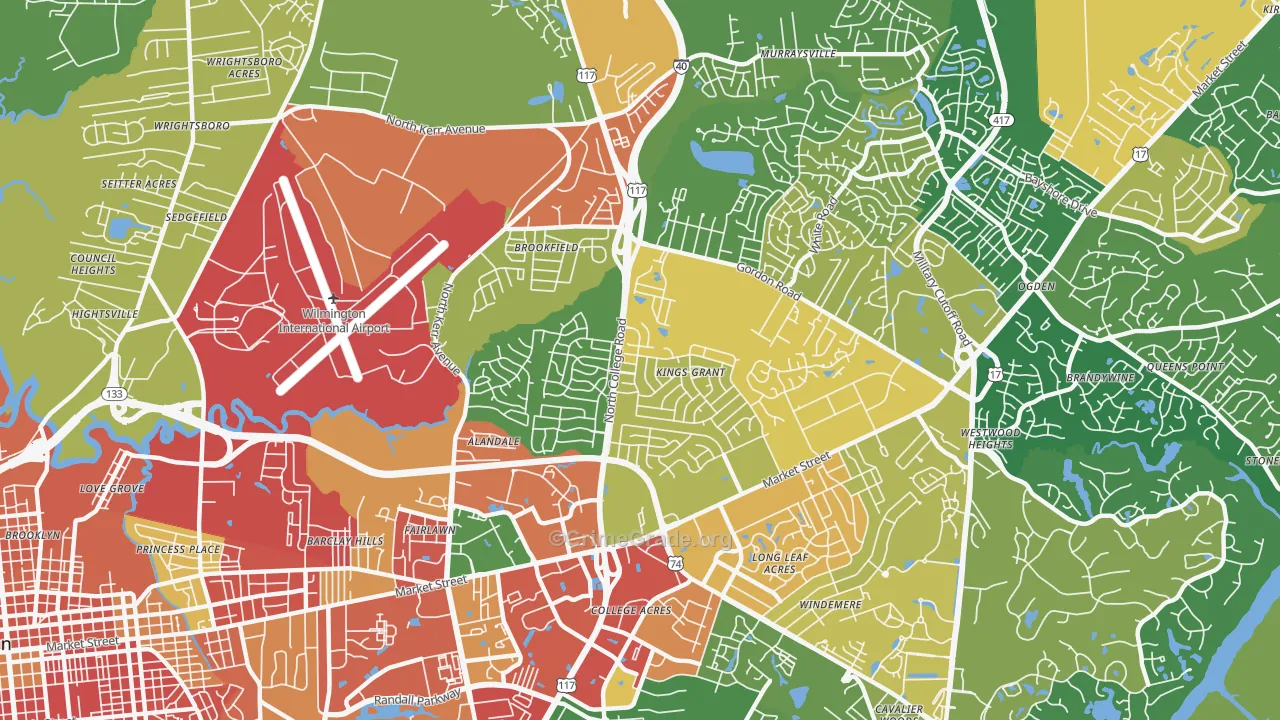 Kings Grant, NC Map of Vandalism Rates