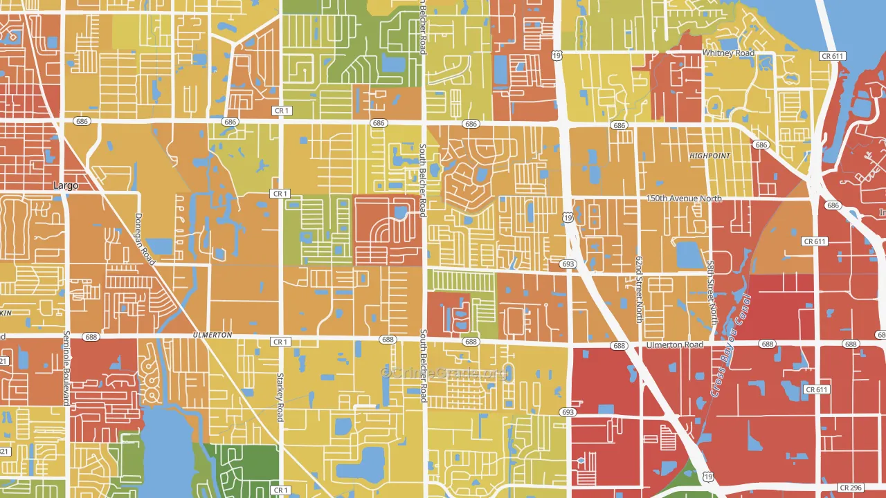 Kings Manor, Largo, FL Map of Vandalism Rates