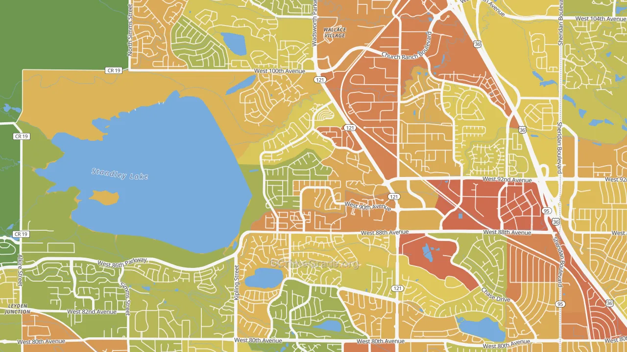 Kings Mill, Broomfield, CO Map of Vandalism Rates
