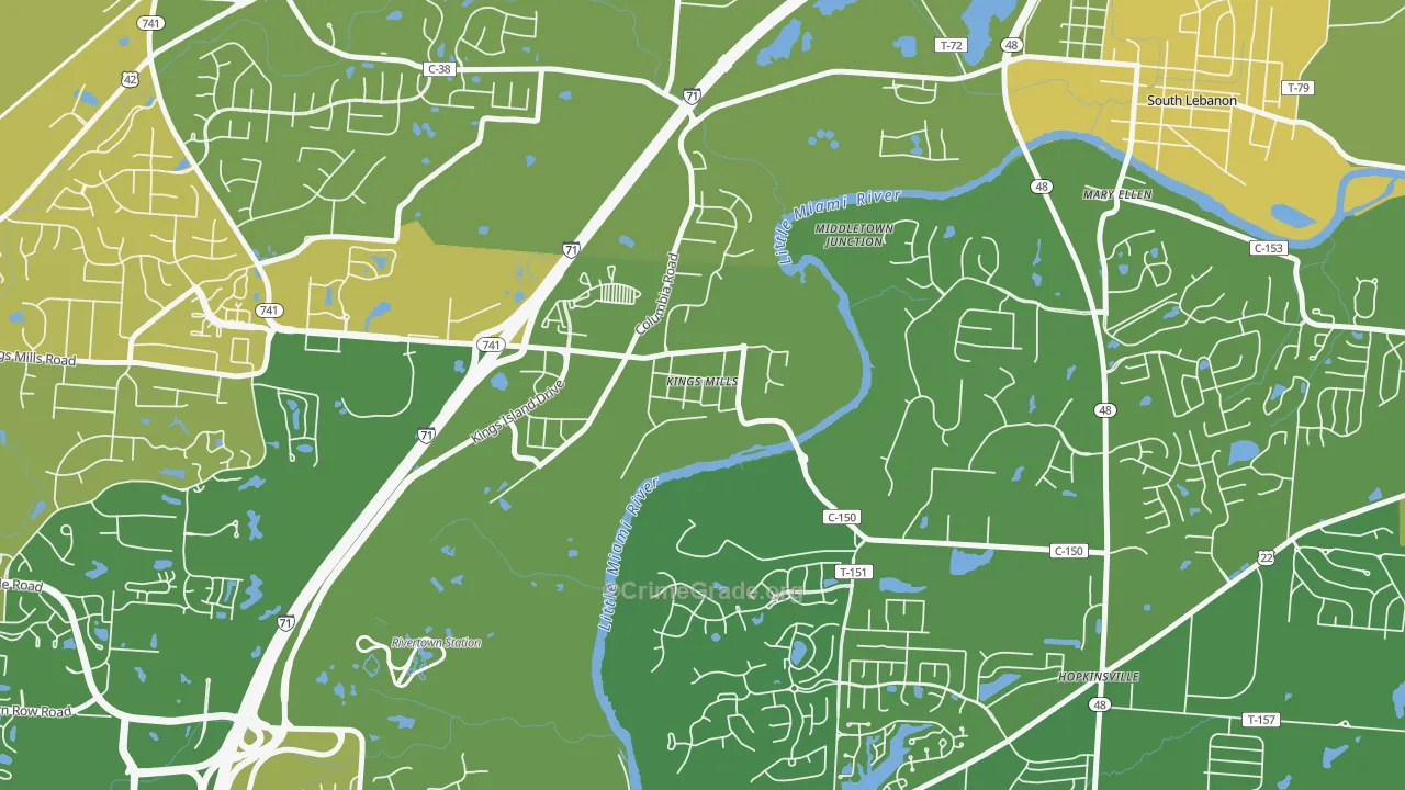 Kings Mills, OH Map of Vandalism Rates