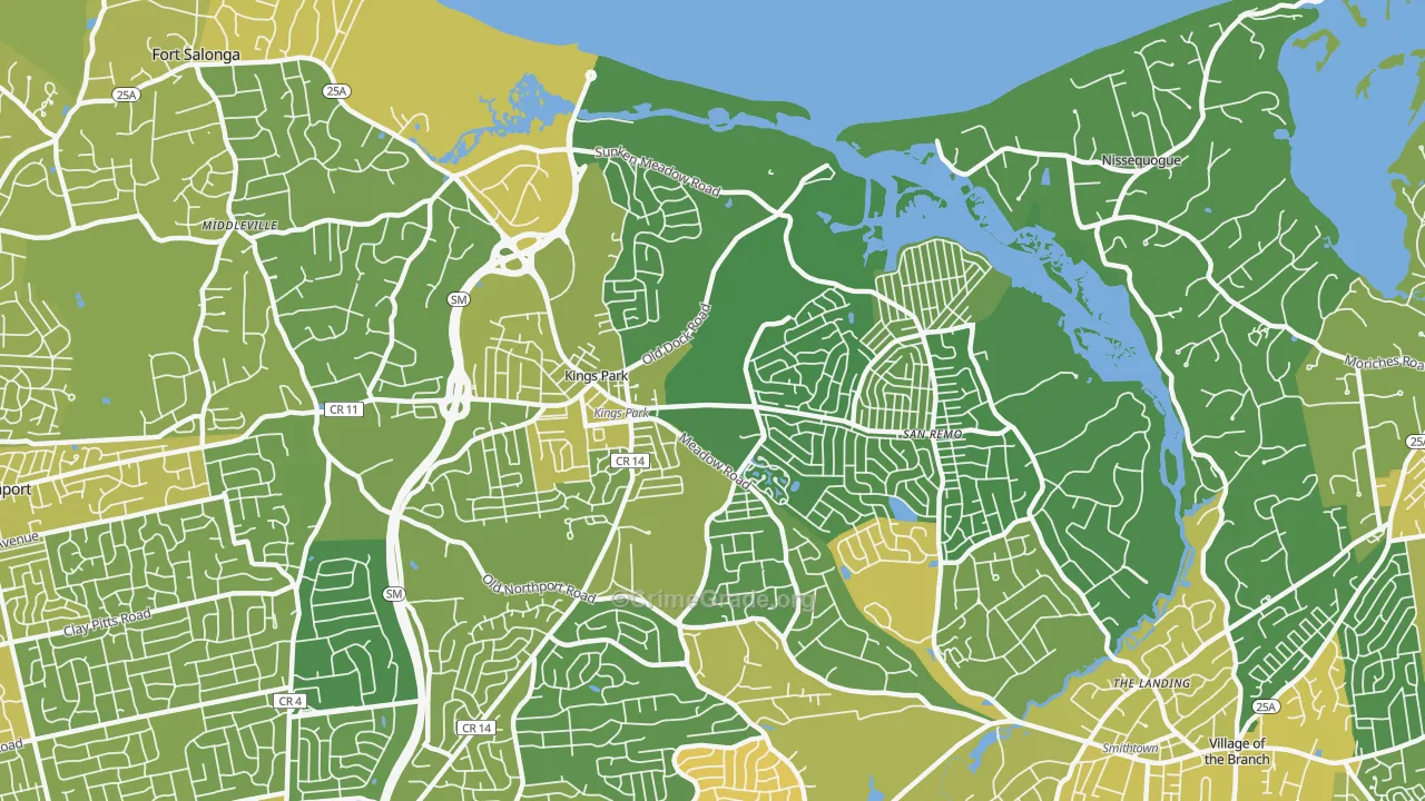 Kings Park, NY Map of Vandalism Rates