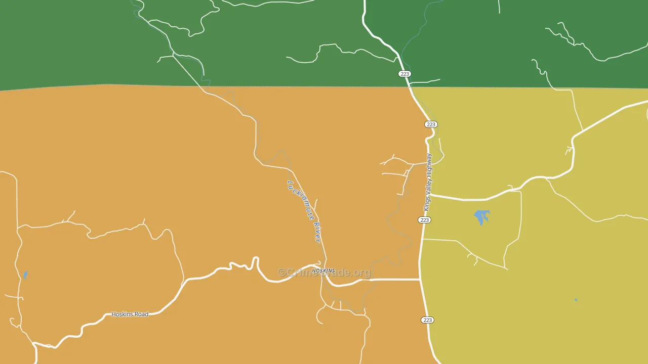 Kings Valley, OR Map of Vandalism Rates