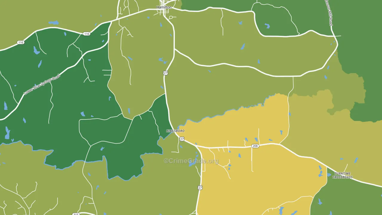 Kingsboro, GA Map of Vandalism Rates