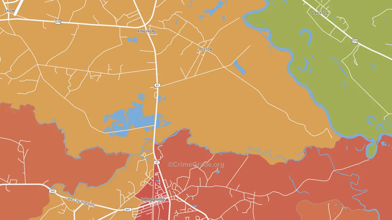 Kingsburg, SC Map of Vandalism Rates