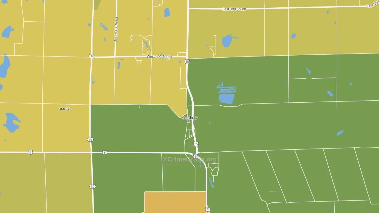 Kingsbury, IN Map of Vandalism Rates